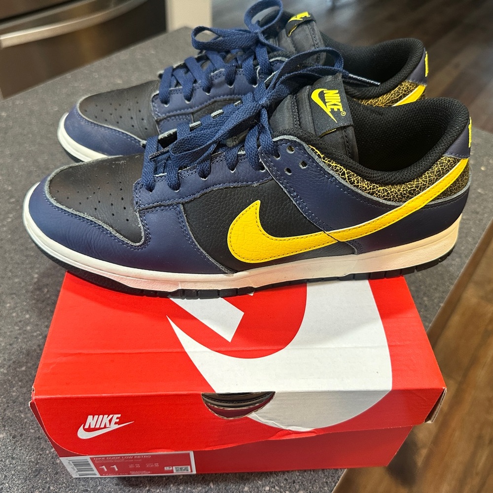 Nike Dunk Low Navy and Yellow Sneakers size 11